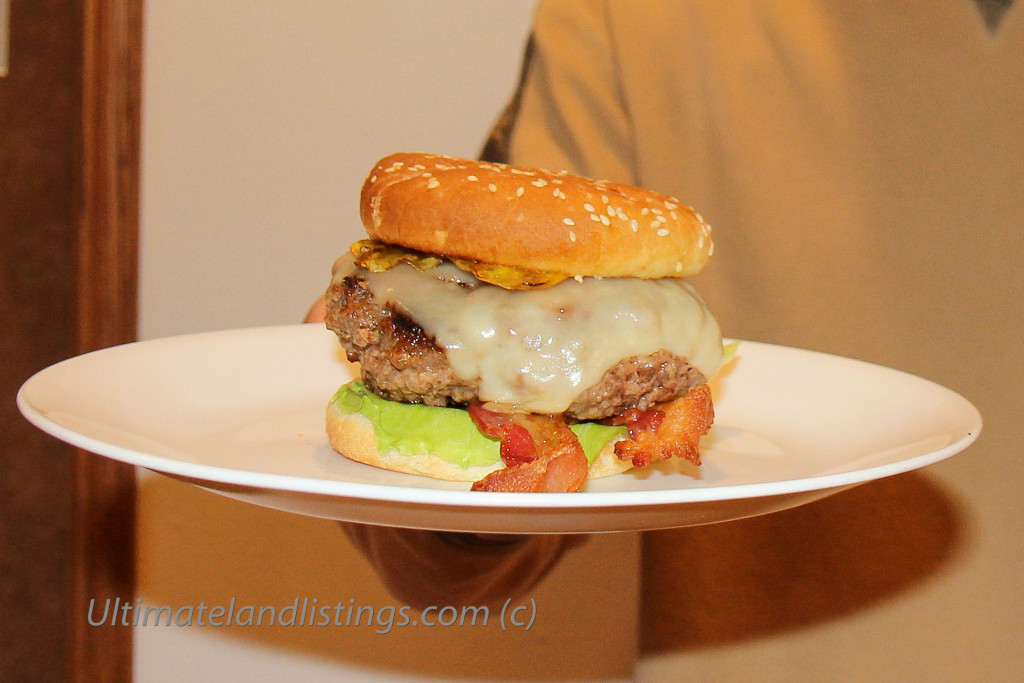 Maple Bacon cheddar venison burger picture